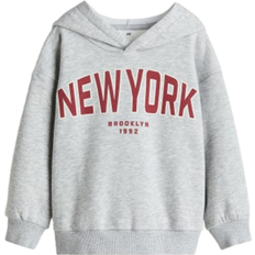H&M Printed Hoodie - Grey Marl/New York (1245286009)