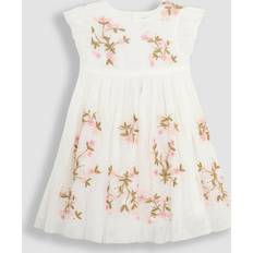JoJo Maman Bébé Cream Floral Embroidered Tulle Party Dress