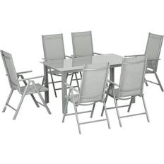 OutSunny 7-pcs - Grey Patio Dining Set, 1 Table incl. 6 Chairs