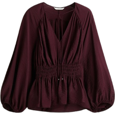 H&M Smocked Blouse - Plum Red