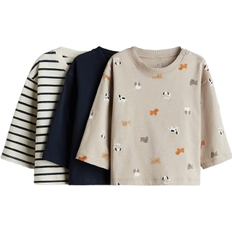 Beige Tops H&M Baby Cotton T-shirts - Beige/Dogs