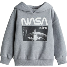 H&M Printed Hoodie - Grey Melange/Nasa (1245286008)