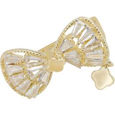 Transparent Brooches Latelita Bow And Clover Baguette Pin Brooch Gold - White