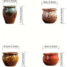Pots, Plants & Cultivation Temu 4pcs Handcrafted Ceramic Pots With Succulents