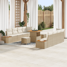 vidaXL Trädgårdsoffset Med Kudde 11 Pcs Beige 80 x 80 x 71 cm Modulsoffa