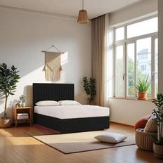 Black Bed Packages Knight Sleep Emily Black Plush 4FT Bed Set