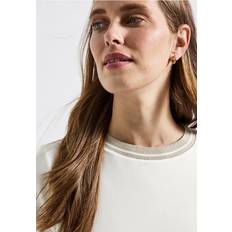 Damen Shirt Mit Rippdetail - Weiß