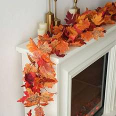 200cm/100cm-Artificial Maples Leaf Garland Autumn Maple Leaves Vines Garland For Thanksgiving Halloween Home Porch Mantle Fireplace Farmhouse Harvest Decorations (Fall) Home Decor Halloween Decor Room Decor