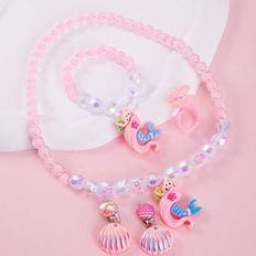 Children Jewellery Sets Shein Mermaid Shell Necklace Earrings Set - Multicolore