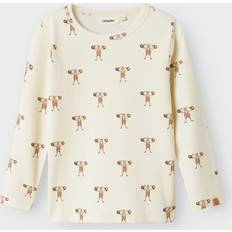 Babyer Bluser & Tunikaer Børnetøj Name It Lil Atelier Nmmlavo Enk LS Slim Top Bluse - Sand/Hvid