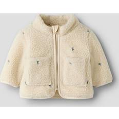 74/80 Jakker Børnetøj Name It Broderet Teddy Jakke Fleecejakke - Creme/Lyseblå/Grøn