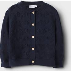 Blå Trøjer Name It Langærmet Strikket Cardigan - Navy