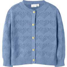 Blå Trøjer Name It Langærmet Strikket Cardigan - Lyseblå