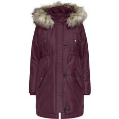Dame - Rød Frakker Only Olmiris Lang Parka Maternity Vinterparka - Vinrød
