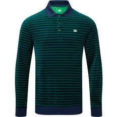 Cashmere Polo Shirts adidas Velour Long Sleeve Polo Shirt - Night Indigo/Green