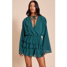 PrettyLittleThing Chiffon V Neck Frill Tiered Playsuit