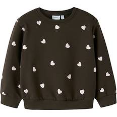 Piger Sweatshirts på tilbud Name It Sweatshirt Neheart Delicioso - Mørkebrun/Pastelpink