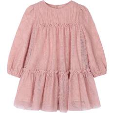 Kleider Mayoral Pink Sparkly Tulle Dress With Heart Pattern