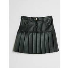 Skirts Children's Clothing River Island Girls Faux Leather Pleated Skirt - Black