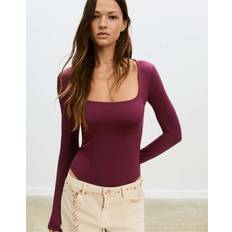 Lila Shapewear & Underplagg Stradivarius Mörklila Body Med Fyrkantig Ringning Polyamid
