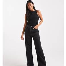 New Look Petite Washed Adalae Wide Leg Jeans - Black