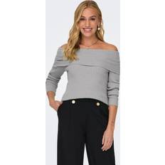 Off-Shoulder Overdele Only Onlkatia Striktrøje Pullover - Grå