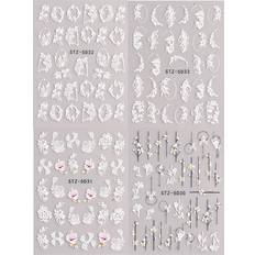 Nagelprodukter Temu 5D Charms Lace Flower Nail Stickers Mandala Leaf White Rose
