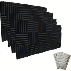 Akustisk rumsbehandling Temu 52pcs Acoustic Black Foam Panels