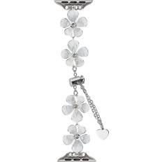 Apple Watch Blommor Kedja Rem Silver Vit