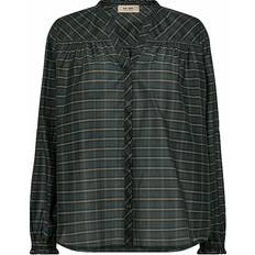 Bomuld - Grå Bluser Mos Mosh Bluse MMBenedetta Silky Shirt Skjorter - Umbra/Mørkegrøn