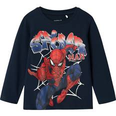 Blå Overdele Name It Nmmalvis Spider Bluse T-shirt - Blå/Navy/Rød