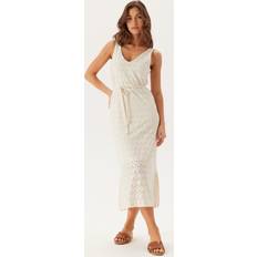 Dame - Naturfarvet Kjoler Vila Viamalina V-Neck S/L Midi Dress - Beige