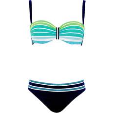 Bikinisæt Basic Bikini Set Damen - Blau Gestreift