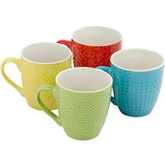 Set of 4 Multicoloured Porcelain Mugs 240ml