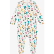 Girls Organic Cotton Floral Babygrow - White