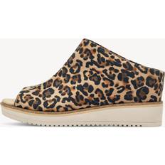 Tamaris 38 Hjemmesko Tamaris Womens Wedge Heel Sandals Leopard Suede Rubber Sole - Leopard Nubuck