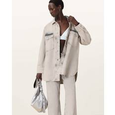 AllSaints Dresses AllSaints Faye Sparkle Denim Shirt Dress - Snow Grey