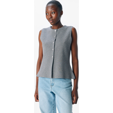 Grå - Viskose Overtøj Object Strikvest Medium Grey Melange - Grå