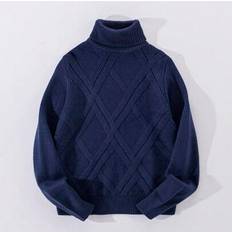 Turtlenecks on sale Shein Teen Boys Blue Long-Sleeved Turtleneck Sweater - Warm