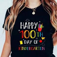 Shein Happy 100th Day Of Teachers T-Shirt - Casual
