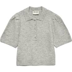 Cropped Polotrøjer Vero Moda Pullover Awtassa Strikket Poloshirt - Grå