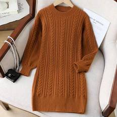 Shein Tween Girls Sweater Dress Autumn Winter - Brown