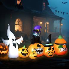 Party Supplies OutSunny 8 FT Blow Up Halloween Inflatables Pumpkin Ghost Cat Combo