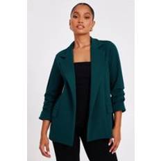 Blazers Quiz Petite Ruched Sleeve Blazer - Green