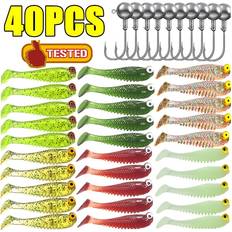 Fiskeutrustning Temu 40pcs Soft Lure Kit With Jig Head