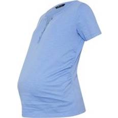 Tall Premium Maternity Blue Cotton Button Tshirt 12