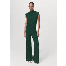 Mango Dam Jumpsuits & Overaller Mango Straight-Fit Jumpsuit With Draped Neckline - Dark Green
