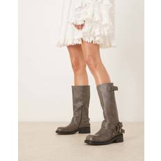 Glamorous Höga stövlar Glamorous Harness Biker Knee Boots - Washed Grey
