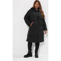 Dam - Fleece Kappor & Rockar Yours Funnel Neck Midi Coat Plus Size - Black