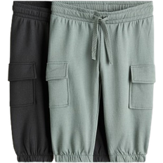 H&M Baby Cargojoggers 2-Pak - Mørkegrå/Støvet Turkis